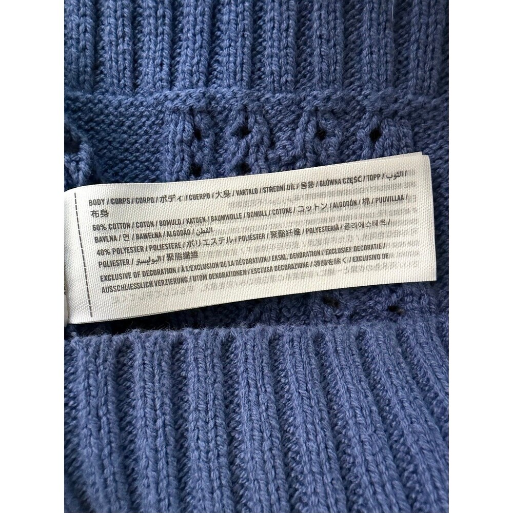 Hollister Blue Open Cable Knit Collared Cropped Sweater Small - Picture 6 of 6